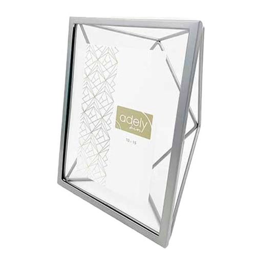 Porta-retratos em alumínio Adely Decor Lumini 10x15cm aramado prata