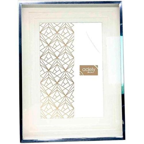 Porta-retratos em alumínio Adely Decor Lumini 10x15cm prata borda branca Porta-retratos em alumínio Adely Decor Lumini 10x15cm prata borda branca