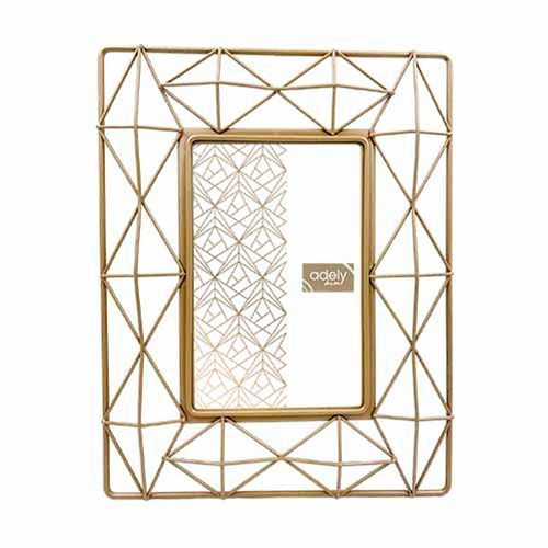 Porta-retratos em alumínio Adely Decor Lumini Aramado 10x15cm cobre