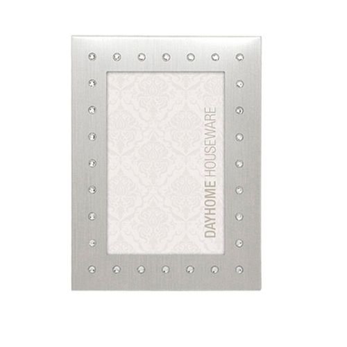 Porta-retratos em alumínio Adely Decor Lumini 10x15cm prata com stras Porta-retratos em alumínio Adely Decor Lumini 10x15cm prata com stras