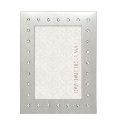 Porta-retrato em alumínio Adely Decor Lumini 20x25cm prata com strass Porta-retrato em alumínio Adely Decor Lumini 20x25cm prata com strass