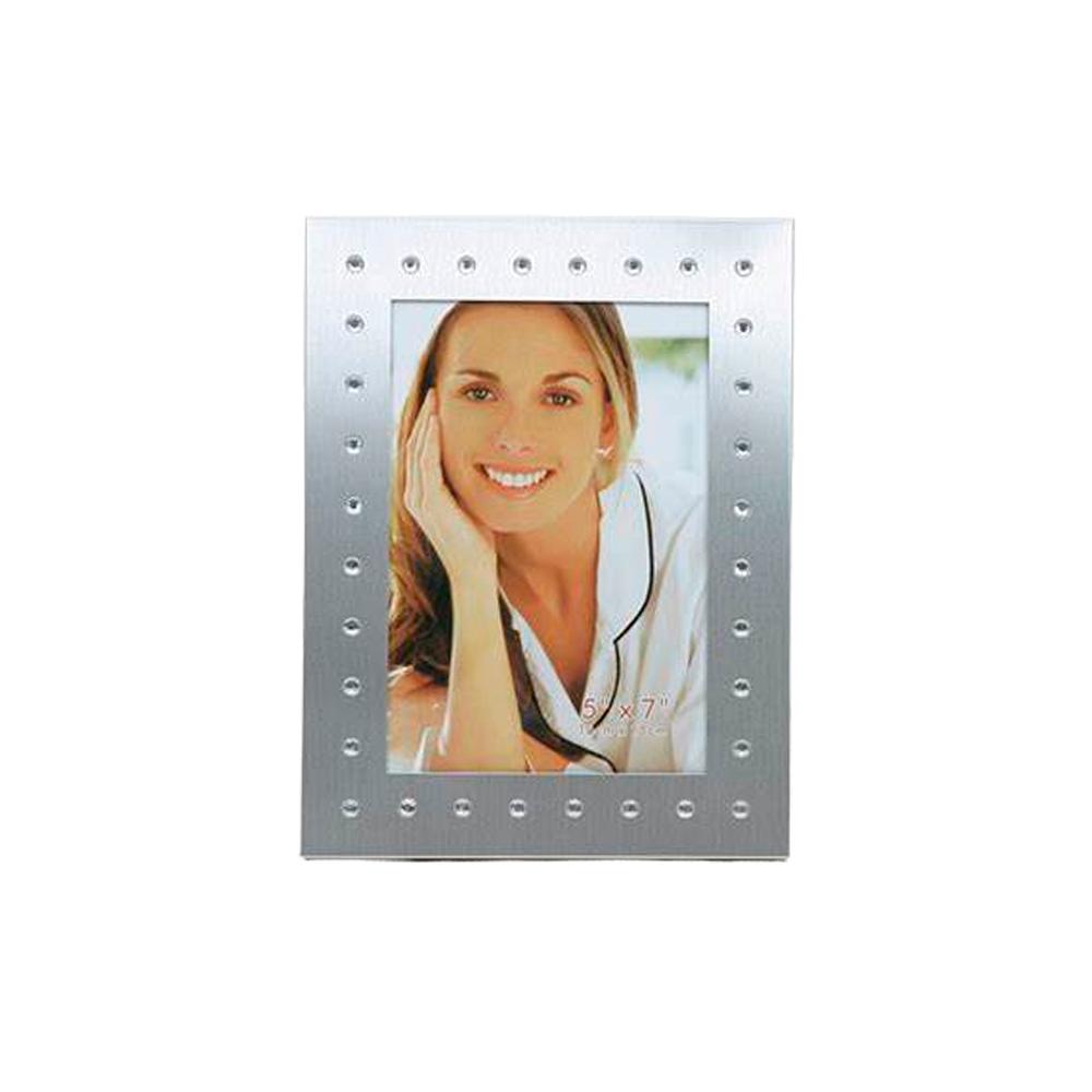 Porta-retratos em alumínio Adely Decor Lumini 13x18cm prata com stras