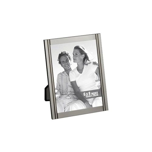 Porta-retratos em alumínio Adely Decor Lumini 15x20cm prata com detalhes chumbo Porta-retratos em alumínio Adely Decor Lumini 15x20cm prata com detalhes chumbo