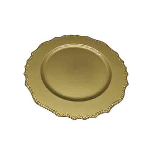 Sousplat em plástico Zahav Bolinhas 33cm dourado Sousplat em plástico Zahav Bolinhas 33cm dourado