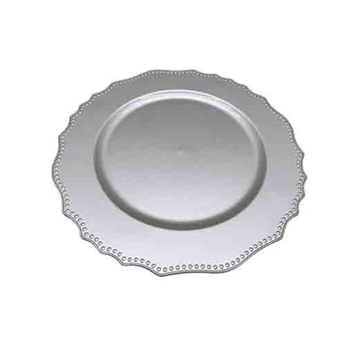 Sousplat em plástico Zahav Bolinhas 33cm prata Sousplat em plástico Zahav Bolinhas 33cm prata