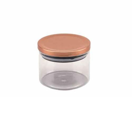 Pote em vidro borosilicato com tampa Zahav 550ml cobre rosê Pote em vidro borosilicato com tampa Zahav 550ml cobre rosê