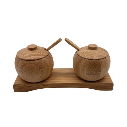 Jogo de porta-condimentos em bambu Zahav 3 peças Jogo de porta-condimentos em bambu Zahav 3 peças