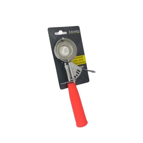 Colher para sorvete em inox Zahav 42ml cabo vermelho