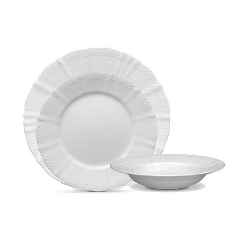 Baixela de pratos em porcelana Noritake Cher Blanc 18 peças