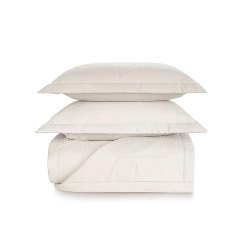 Colcha com 2 Porta-travesseiros em algodão Trussardi Palazzi King 290x250cm branco