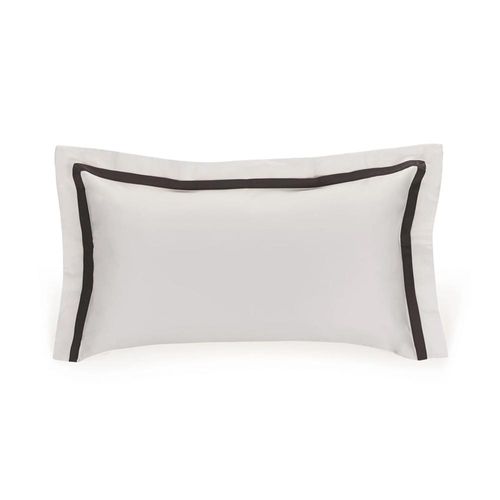 Fronha Trussardi Vercelli 300 fios 50cmx70cm em algodão Egípcio branco e chumbo Fronha Trussardi Vercelli 300 fios 50cmx70cm em algodão Egípcio branco e chumbo