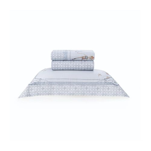 Jogo de cama em algodão cetim 300 fios Trussardi Pinocchio solteiro 170x280cm
