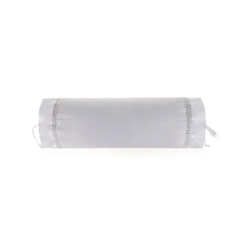 Almofada Rolinho 600 fios Algodão Egípcio Trussardi Montale 16x40cm Branco e Platino