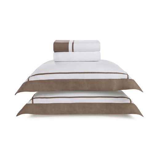 Jogo de cama em algodão Trussardi Pazzi cetim 200 fios king 280x260cm marrone