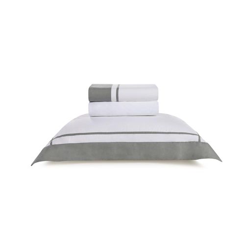 Jogo de cama em algodão Trussardi Pazzi cetim 200 fios solteiro 180x260cm metallo