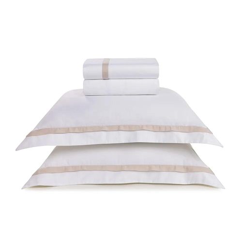 Jogo de Cama King 300 Fios Algodão Egípcio Trussardi Vercelli Branco e Rose