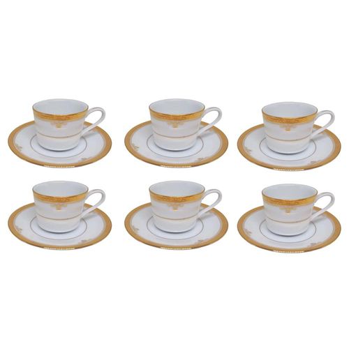 Jogo de xícaras café em porcelana Noritake Buckingham Gold 6 peças