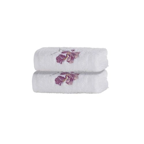 Jogo Lavabo com Bordado 100% Algodão Trussardi Le Iris 30x50cm 2 peças Branco Jogo Lavabo com Bordado 100% Algodão Trussardi Le Iris 30x50cm 2 peças Branco