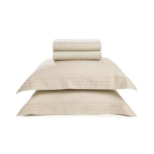 Jogo de cama em algodão Trussardi Orsini cetim 200 fios casal 220x260cm crema Jogo de cama em algodão Trussardi Orsini cetim 200 fios casal 220x260cm crema