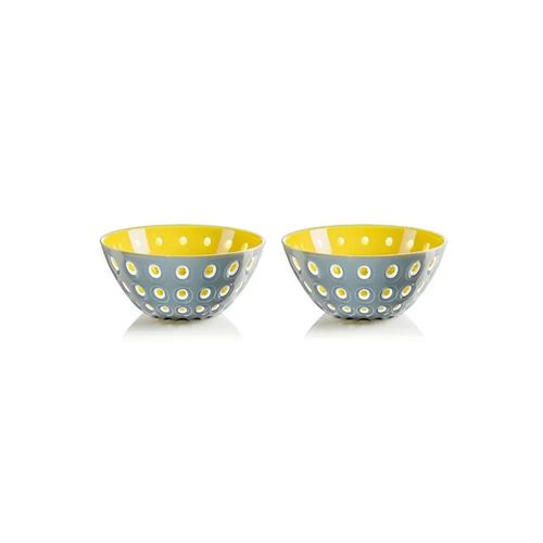 Jogo de bowls em acrílico Guzzini Le Murrine 2 peças 12cm amarelo com cinza