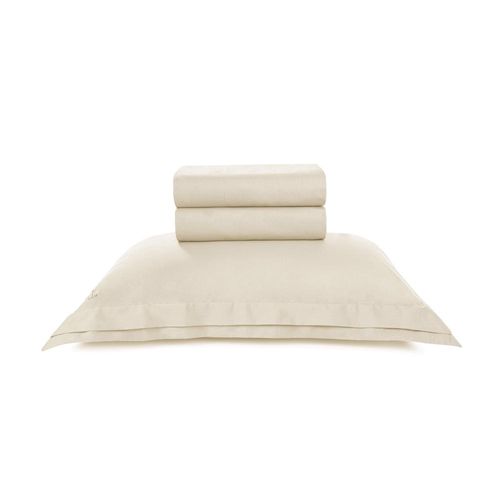 Jogo de cama em algodão Trussardi Novoli cetim 200 fios solteiro 180x260cm crema