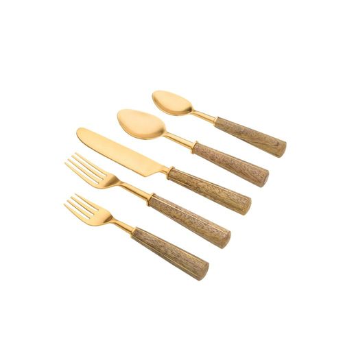 Faqueiro em inox Copa&Cia Garbo Goldwood 30 peças