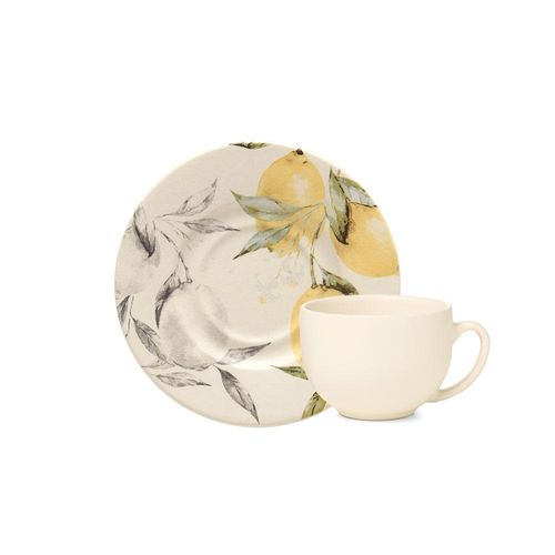 Xícara com pires em cerâmica Copa&Cia Aquarelle Siciliano 160ml Xícara com pires em cerâmica Copa&Cia Aquarelle Siciliano 160ml