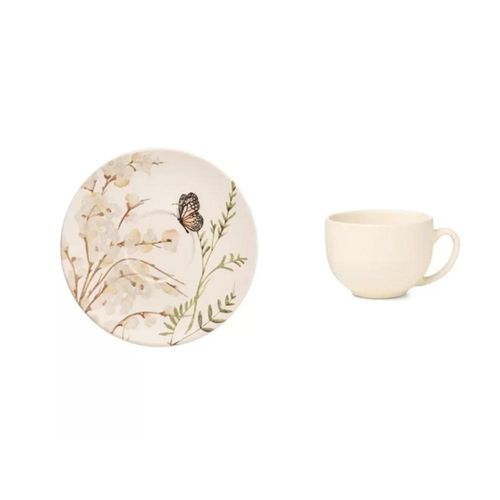 Xícara com pires em cerâmica Copa&Cia Aquarelle Garden 200ml Xícara com pires em cerâmica Copa&Cia Aquarelle Garden 200ml