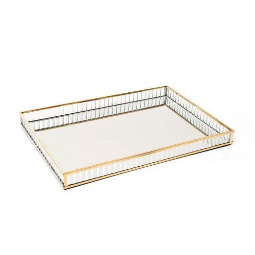 Bandeja retangular Copa&Cia Glass 30,5x18cm dourada