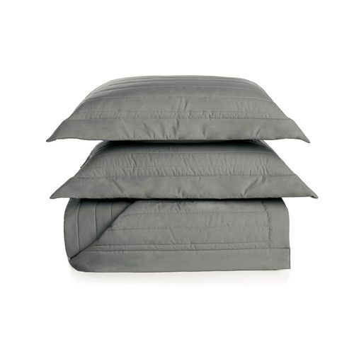 Colcha com porta-travesseiro em algodão Trussardi Monteleone casal 220x260cm metallo Colcha com porta-travesseiro em algodão Trussardi Monteleone casal 220x260cm metallo