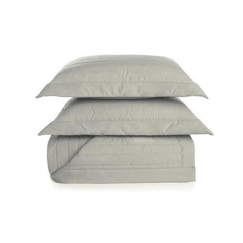 Colcha com porta-travesseiro em algodão Trussardi Monteleone casal 220x260cm grigio Colcha com porta-travesseiro em algodão Trussardi Monteleone casal 220x260cm grigio