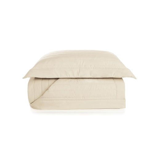 Colcha com porta-travesseiro em algodão Trussardi Monteleone solteiro 180x260cm crema