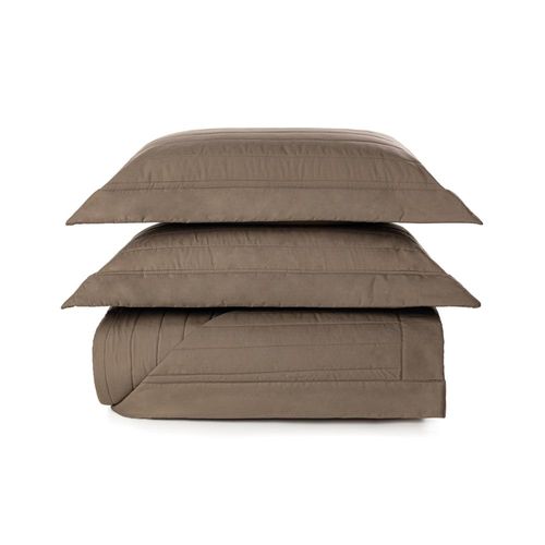 Colcha com porta-travesseiro em algodão Trussardi Monteleone queen 240x260cm marrone