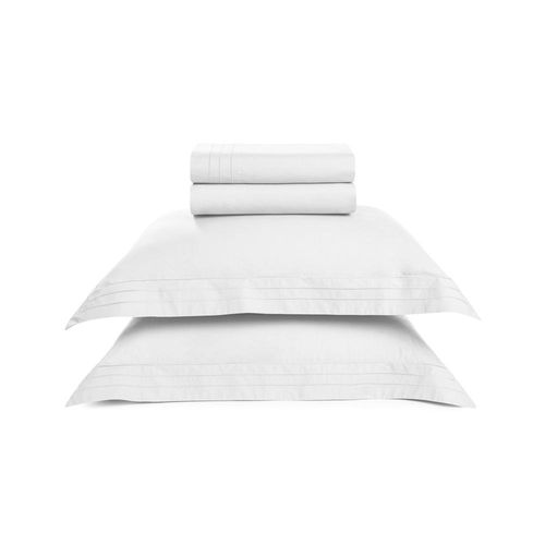 Jogo de cama em algodão Trussardi Orsini cetim 200 fios casal 220x260cm branco