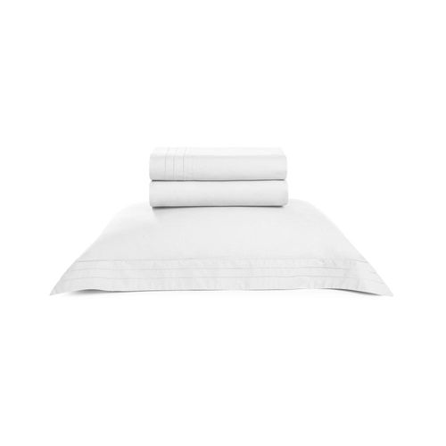 Jogo de cama em algodão Trussardi Orsini cetim 200 fios solteiro 180x260cm branco