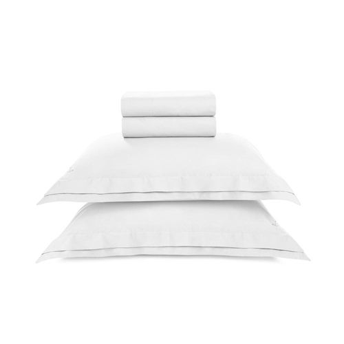 Jogo de cama em algodão Trussardi Novoli cetim 200 fios king 280x260cm branco Jogo de cama em algodão Trussardi Novoli cetim 200 fios king 280x260cm branco