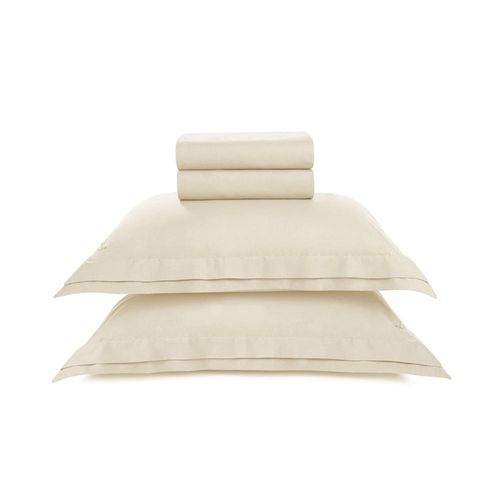 Jogo de cama em algodão Trussardi Novoli cetim 200 fios queen 240x260cm crema Jogo de cama em algodão Trussardi Novoli cetim 200 fios queen 240x260cm crema
