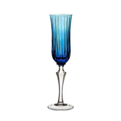 Taça de champagne em cristal Strauss Overlay 237.107.150 240ml azul claro
