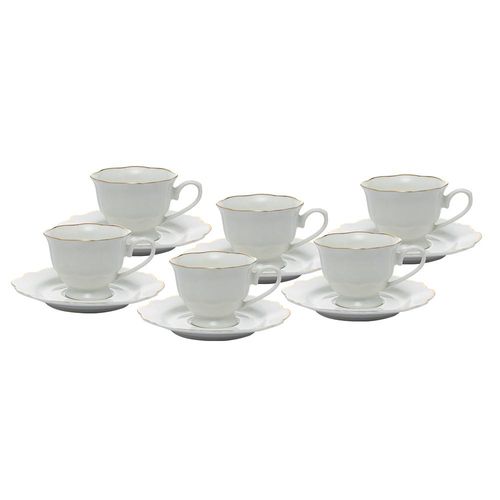 Jogo de xícaras de café em porcelana Wolff Maldivas borda dourada 6 peças 80ml