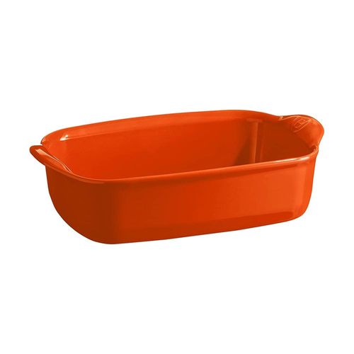 Travessa retangular em cerâmica Emile Henry 42x28cm laranja