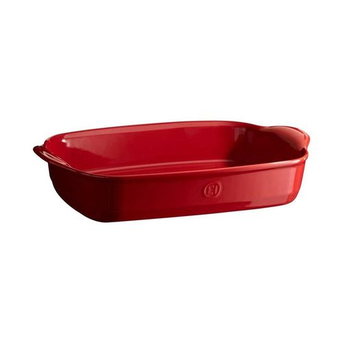 Travessa retangular em cerâmica Bialetti Emile Henry 42x28cm vermelha