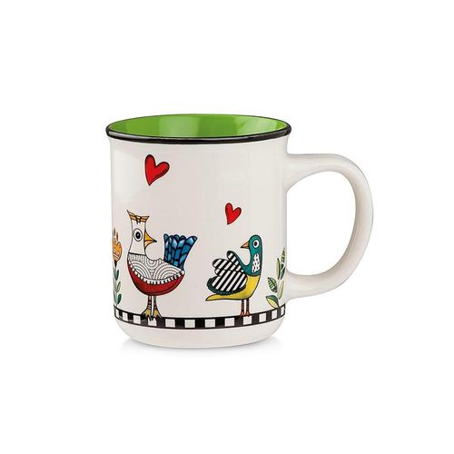 Caneca em New Bone China Imeltron Cocorico 380ml verde