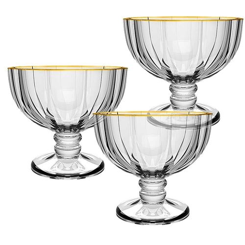 Jogo de sobremesa em cristal L'Hermitage Refinatto com friso dourado 6 peças 350ml Jogo de sobremesa em cristal L'Hermitage Refinatto com friso dourado 6 peças 350ml