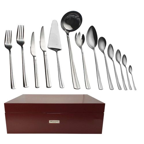 Faqueiro em aço inox Fracalanza Catena 101 peças serve 12 pessoas
