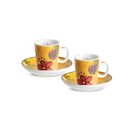 Jogo de xícaras com pires Egan Italy Bellamore 100ml 2 peças amarelo Jogo de xícaras com pires Imeltron Bellamore 100ml 2 peças amarelo