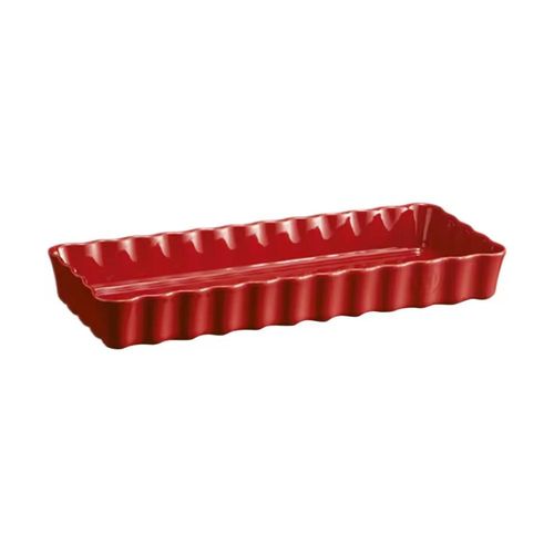 Travessa de Cerâmica Retangular Emile Henry Flubbing 36,5x15cm vermelha
