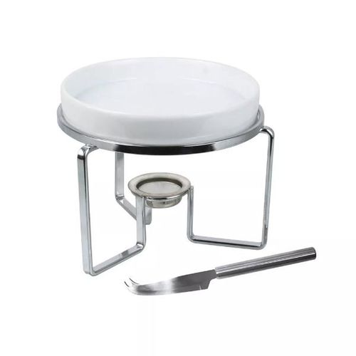 Rechaud para queijo Brie com porcelana Fracalanza 15cm branco