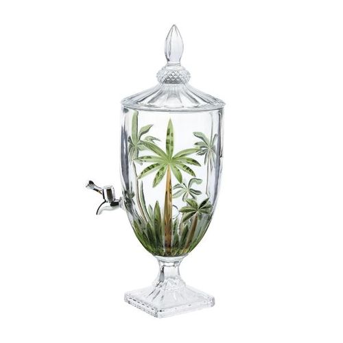 Dispenser em cristal com pé Wolff Palm Tree Handpaint 4 litros