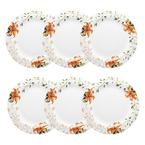Jogo de pratos rasos em porcelana Strauss Fiori 6 peças