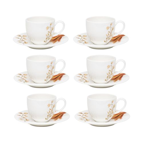 Jogo de xícaras café em porcelana Strauss Fiori 110ml 6 peças